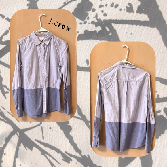 J. Crew โข light & dark blue colorblock button down collar long sleeve shirt - Picture 4 of 14